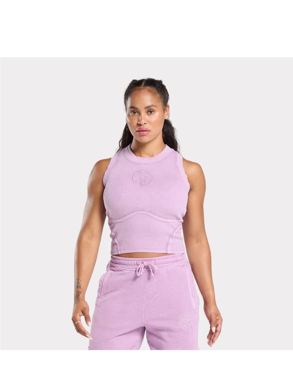 Gymshark Lilac Ribbed Crop Legacy Tank Top